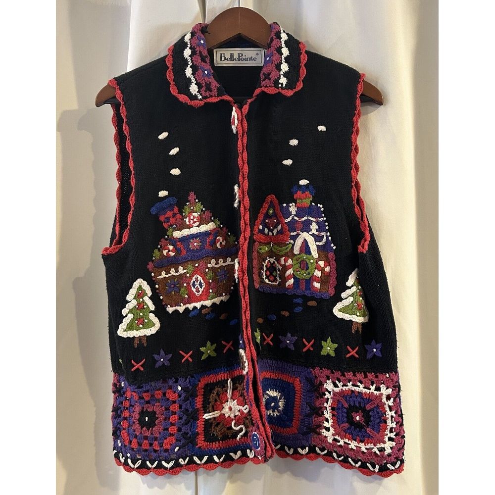 Vintage Bellepoint Quilted Christmas Vest Size Large